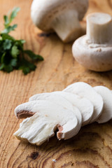 sliced white champignon mushrooms