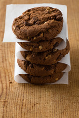 stacked chocolate biscuit cookies