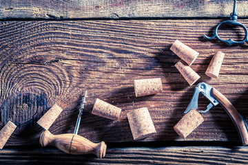 Corks from wine and opener