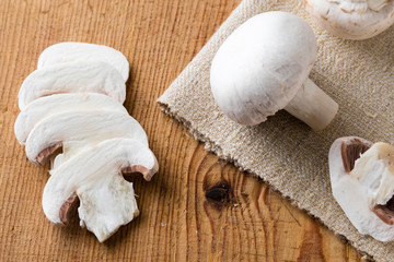 sliced white champignon mushrooms