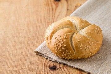 Round sandwich bun with sesame seeds