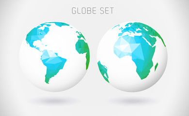 Set of vector globes - polygonal style