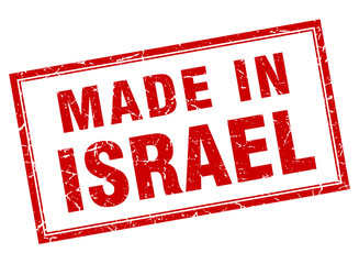 Israel red square grunge made in stamp