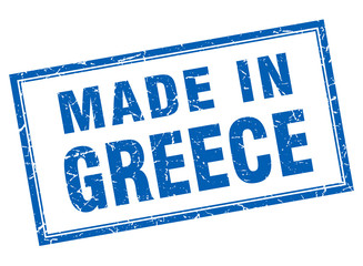 Greece blue square grunge made in stamp