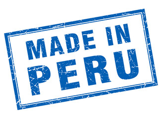 Peru blue square grunge made in stamp