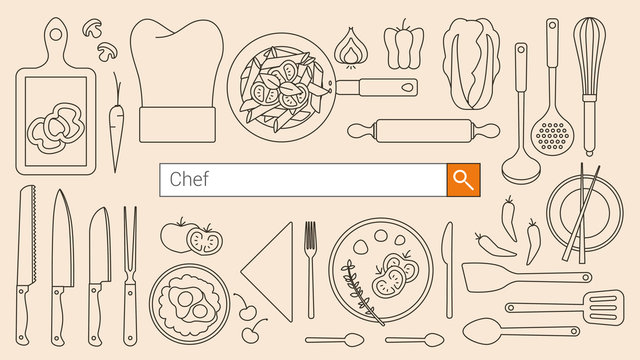 Chef and cooking banner