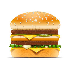 Hamburger fast food vector illustration isolated on white backgr