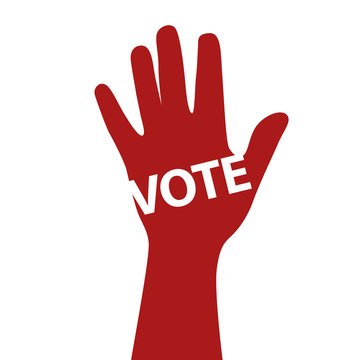 Human hand voting for. Vector poster