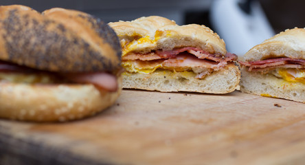 Sandwich with egg and bacon 