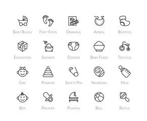Outline icons thin flat design, modern line stroke style