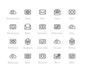 Outline icons thin flat design, modern line stroke style
