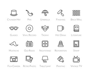 Outline icons thin flat design, modern line stroke style