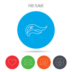 Fire flames icon. Blazing bonfire sign.