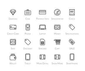 Outline icons thin flat design, modern line stroke style