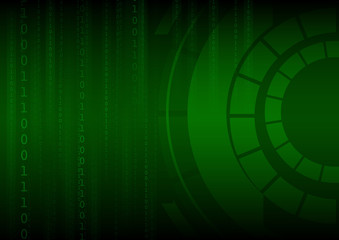 Obraz premium Vector : Green binary number and abstract circle on technology b
