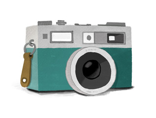 Retro camera . Hand-drawn