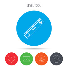 Level tool icon. Horizontal measurement sign.