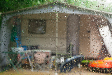 Rainy day in a caravan.