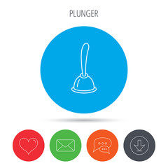 Plunger icon. Toilet cleaning tool sign.