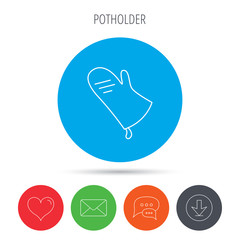 Potholder icon. Kitchen protection glove sign.