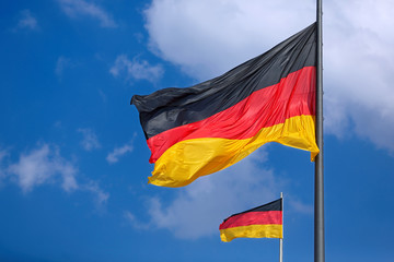 The German flag waving in the wind