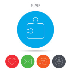 Obraz premium Puzzle icon. Jigsaw logical game sign.