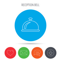 Reception bell icon. Hotel service sign.
