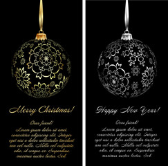 Luxury Christmas card background with ornaments. Vector