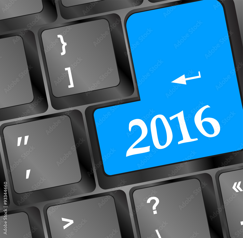 Aufkleber computer keyboard with happy new year 2016 key