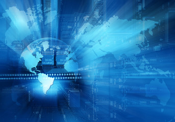 Best Internet Concept of global business. Globe, glowing lines