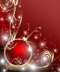 Red Christmas background with balls
