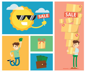 Set of discount sale illustration