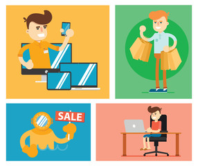 Set of discount sale illustration