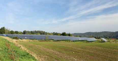 Solar Power Station in the autumn Nature