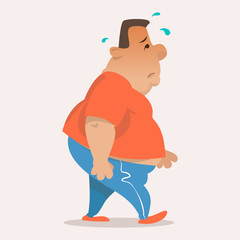 Chubby athlete suffering
