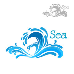 Naklejka premium Cartoon blue sea wave splash
