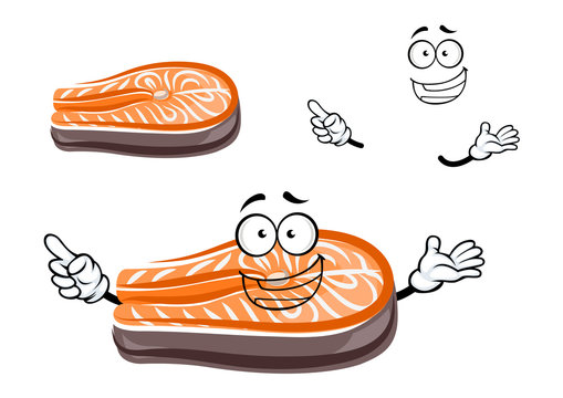 Funny cartoon salmon fish slice