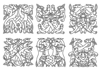 Celtic outline entwined mystical animals