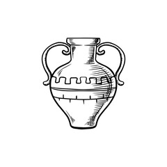 Ancient isolated amphora icon sketch
