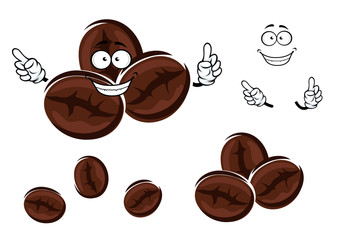 Happy brown coffee beans character