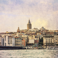 Fototapeta na wymiar Galata Tower ,Istanbul,Turkey,Grunge.