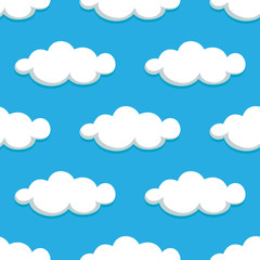White clouds on blue sky seamless pattern