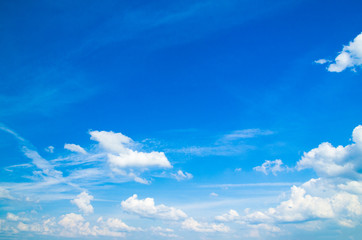 The blue sky with clouds, background