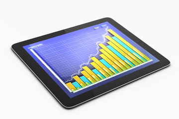 Business chart on a tablet screen
