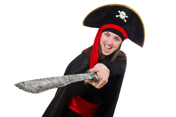 Woman pirate isolated on white