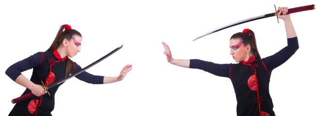 Woman in japanese martial art concept