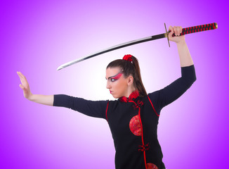 Woman in japanese martial art concept