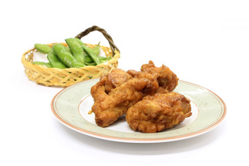 唐揚げと枝豆
