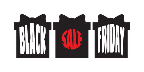 Obraz premium Vector icons Black Friday on gift box