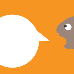 Man with speech bubble.